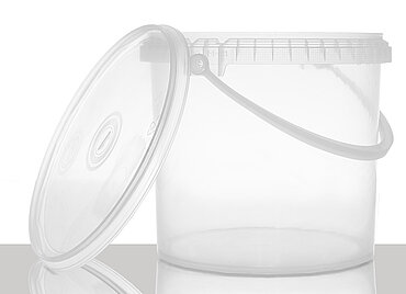 Plastic round bucket: 5,0 liter, colour: clear transparent
