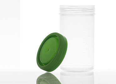 Schraubdeckelbecher steril: 170 Milliliter, Farbe: klar transparent