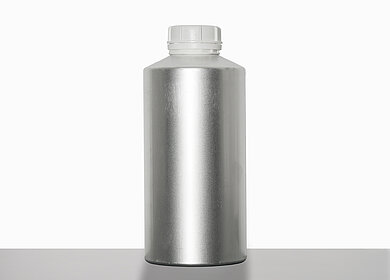 Aluminiumflasche Schrägschulter: 2,5 Liter, Farbe: silbermatt gebeizt