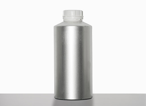 Aluminium bottle tapered shoulder: 2,5 liter, colour: matte silver stained