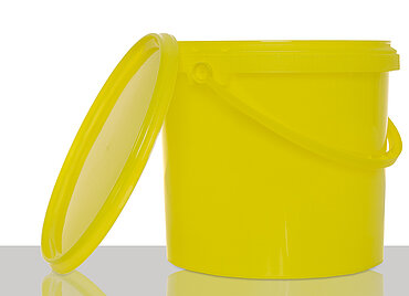 Plastic round bucket: 5,0 liter, colour: yellow