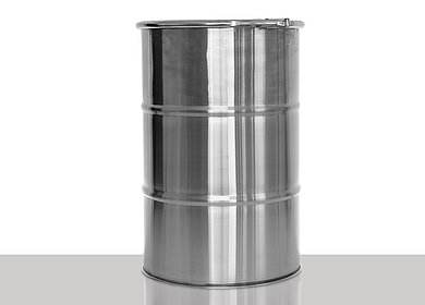 Stainless steel open head drum: 100,0 liter, colour: matte stainless steel