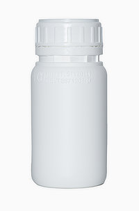 Round bottle fluorinated: 250 milliliter, colour: white
