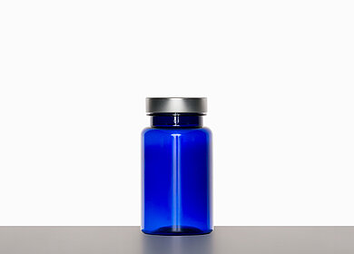 PET-Packer: 150 milliliter, colour: cobalt blue