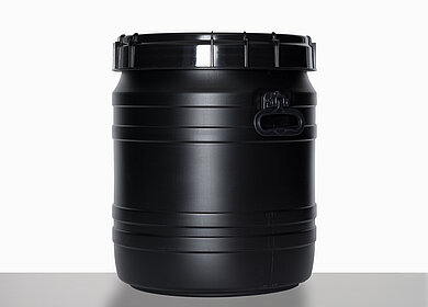 UV resistant wide neck drum: 55,0 liter, colour: black