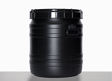 UV resistant wide neck drum: 55,0 liter, colour: black