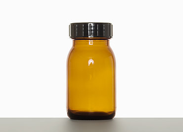 Wide neck bottle: 150 milliliter, colour: brown
