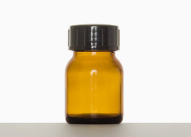 Weithalsglas: 25 Milliliter, Farbe: braun