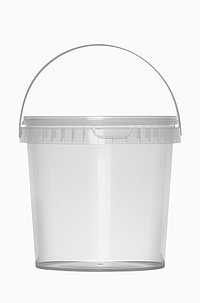 Plastic round bucket: 2,0 liter, colour: clear transparent