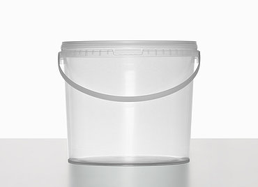 Plastic round bucket: 5,5 liter, colour: clear transparent