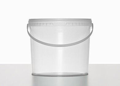 Plastic round bucket: 5,5 liter, colour: clear transparent