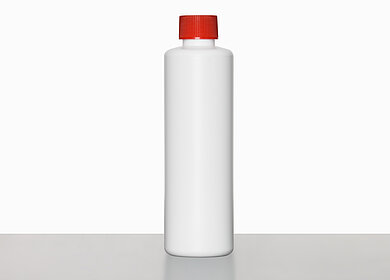Kunststoff Rundflasche R 250/25: 250 Milliliter, Farbe: weiß