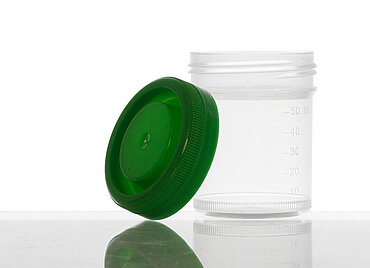 Schraubdeckelbecher steril: 60 Milliliter, Farbe: klar transparent