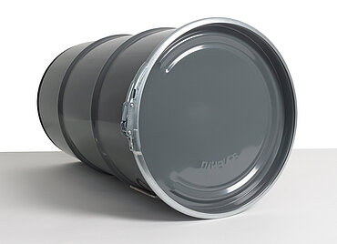 Stahlblech Hobbock zyl.: 60,0 Liter, Farbe: grau RAL 7012 Stahlblech Hobbock zyl.: 60,0 Liter, Farbe: grau RAL 7012