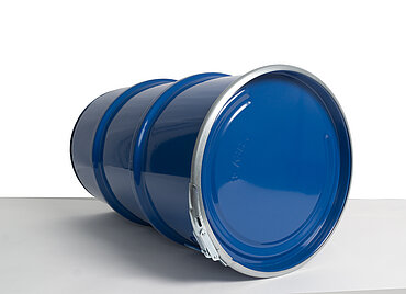 Sheet steel hobbock cylindrical: 60,0 liter, colour: blue RAL 5010