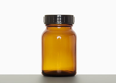 Weithalsglas: 250 Milliliter, Farbe: braun