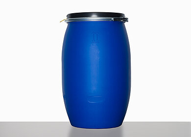 Open head drum with degassing valve: 120,0 liter, colour: blue