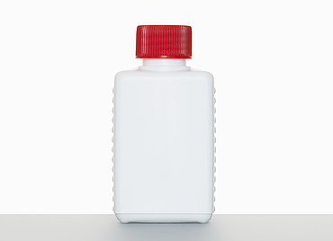 Kunststoff Vierkantflasche Barriere: 100 Milliliter, Farbe: weiß
