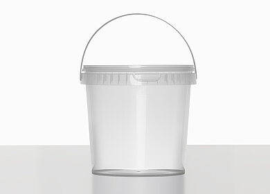Plastic round bucket: 2,0 liter, colour: clear transparent