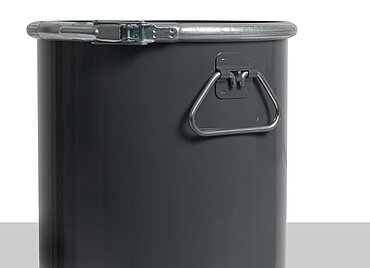 Sheet steel hobbock cylindrical: 15,0 liter, colour: grey RAL 7012 Sheet steel hobbock cylindrical: 15,0 liter, colour: grey RAL 7012
