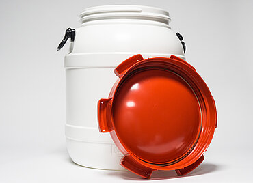 Kunststoff Schraubdeckelfass: 54,0 Liter, Farbe: weiß Kunststoff Schraubdeckelfass: 54,0 Liter, Farbe: weiß