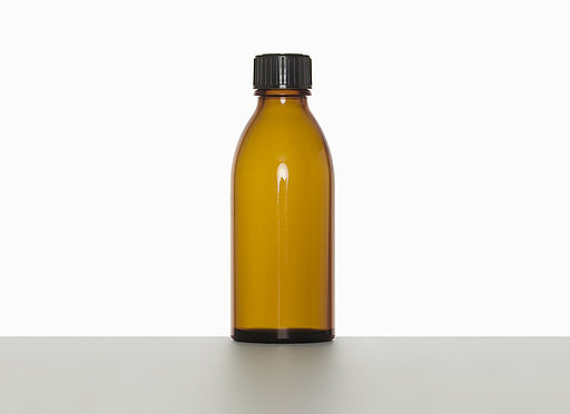 Narrow neck bottle: 100 milliliter, colour: brown