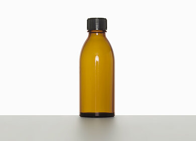 Narrow neck bottle: 100 milliliter, colour: brown