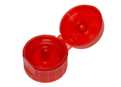 Schraubdeckel Klappscharnier aus PP ø 28,0 mm Mündung