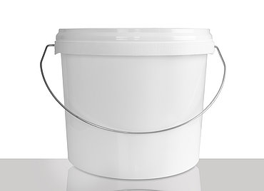 Plastic round bucket: 8,0 liter, colour: white