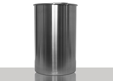 Edelstahl Deckelspundfass: 213,0 Liter, Farbe: Edelstahl matt