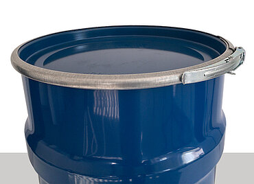 Sheet steel recovery drum: 123,0 liter, colour: blue RAL 5010