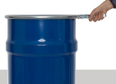 Sheet steel recovery drum: 123,0 liter, colour: blue RAL 5010