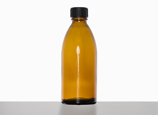 Narrow neck bottle: 200 milliliter, colour: brown