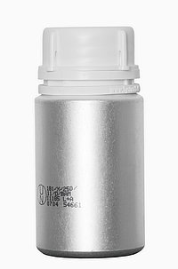 Tapered aluminium bottle: 125 milliliter, colour: matte silver stained
