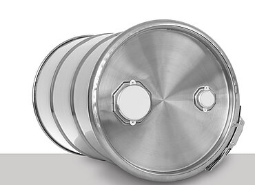 Stainless steel open head drum: 30,0 liter, colour: matte stainless steel Stainless steel open head drum: 30,0 liter, colour: matte stainless steel