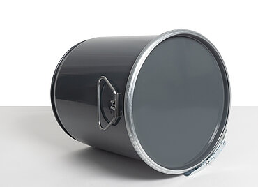 Sheet steel hobbock cylindrical: 15,0 liter, colour: grey RAL 7012 Sheet steel hobbock cylindrical: 15,0 liter, colour: grey RAL 7012