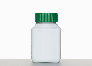Kunststoff Vierkantflasche: 125 Milliliter, Farbe: natur