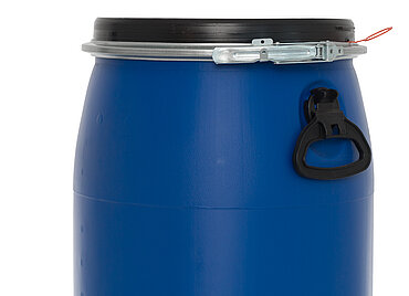 Open head drum with degassing valve: 60,0 liter, colour: blue