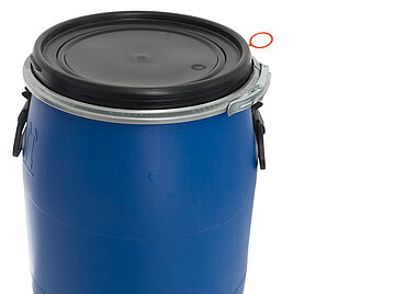 Open head drum with degassing valve: 60,0 liter, colour: blue