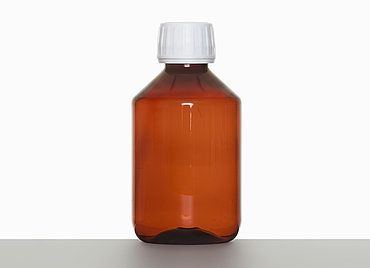 PET bottle cylindrical: 200 milliliter, colour: brown transparent