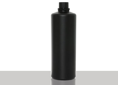 Kunststoff Rundflasche OV 1000/28: 1,0 Liter, Farbe: schwarz