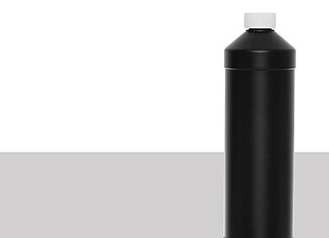 Kunststoff Rundflasche FRZG 1000/28 UN: 1,0 Liter, Farbe: schwarz Kunststoff Rundflasche FRZG 1000/28 UN: 1,0 Liter, Farbe: schwarz