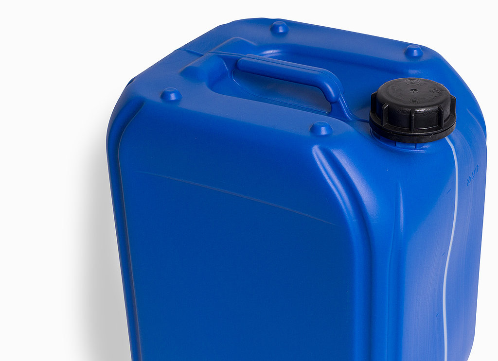 20 Liter Kanister aus Kunststoff, UN-X ohne Verschluss blau oder natur  Farbe blau