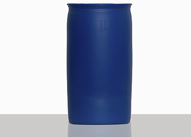 Plastic tight head drum with L-ring: 220,0 liter, colour: blue