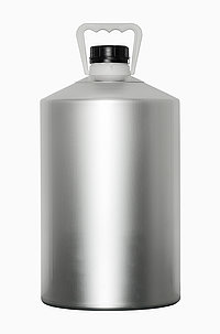 Aluminium bottle tapered shoulder: 12,5 liter, colour: matte silver stained