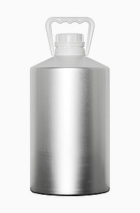 Aluminium bottle tapered shoulder: 6,3 liter, colour: matte silver stained