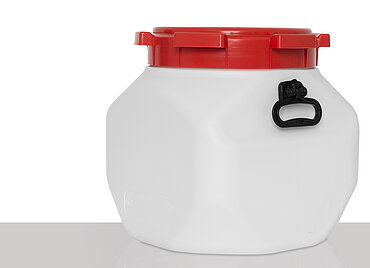 Square wide neck drum: 40,0 liter, colour: white Square wide neck drum: 40,0 liter, colour: white