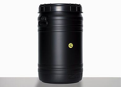 Conductive wide neck drum: 75,0 liter, colour: black