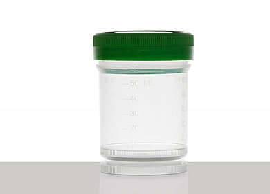 Screw lid cup sterile: 60 milliliter, colour: clear