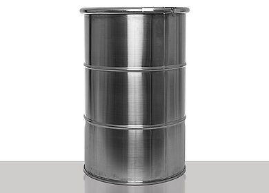 Stainless steel open head drum: 60,0 liter, colour: stainless steel matt